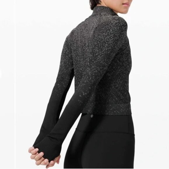 Lululemon Rest Less Cropped 1/2 Zip Herringbone Fade Black size 8 - Picture 3 of 10